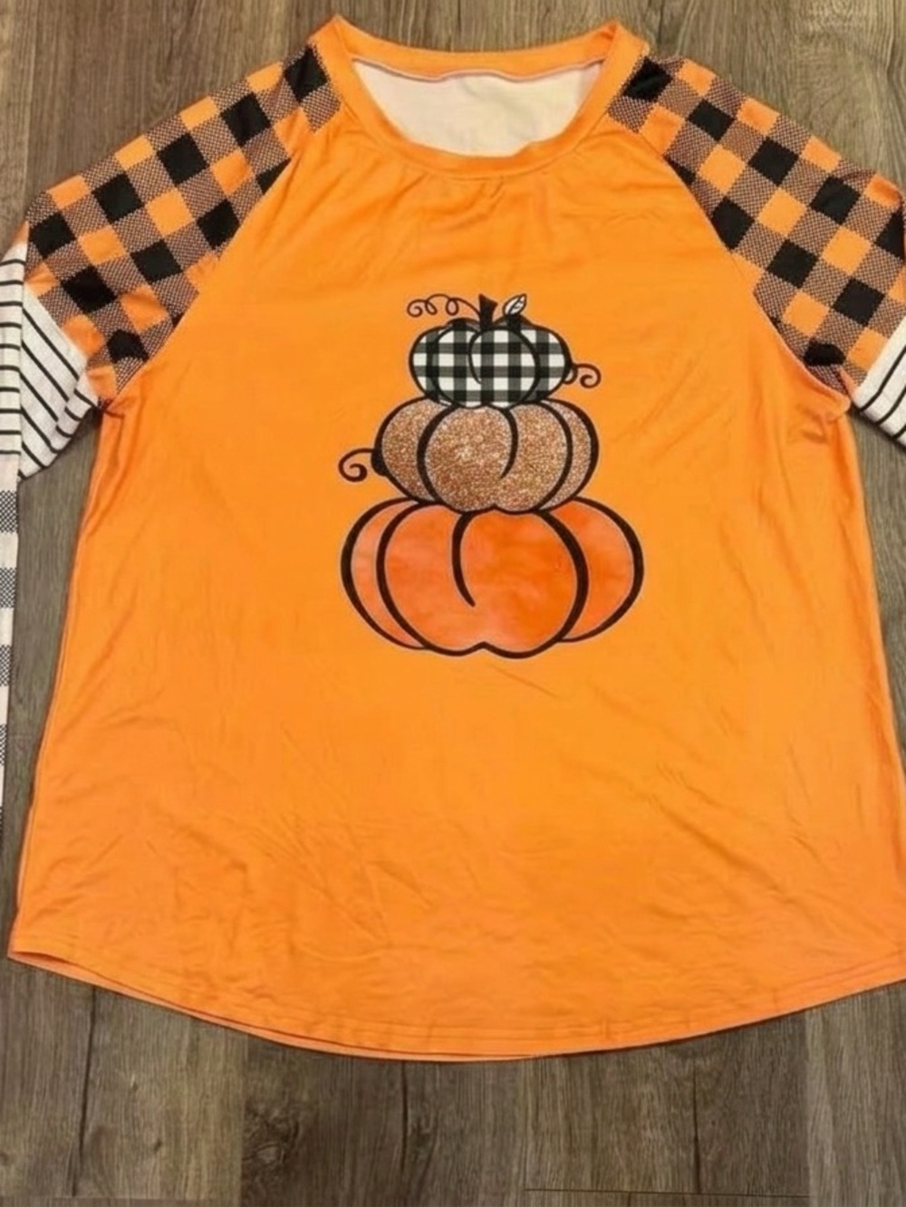 Women's Fall Pumpkin Plaid Long Sleeve Shirt X-L